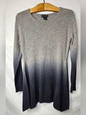 Sofia Cashmere Ombre Sweater Dress S Small Gray Navy Blue Flared Knit Tunic Top